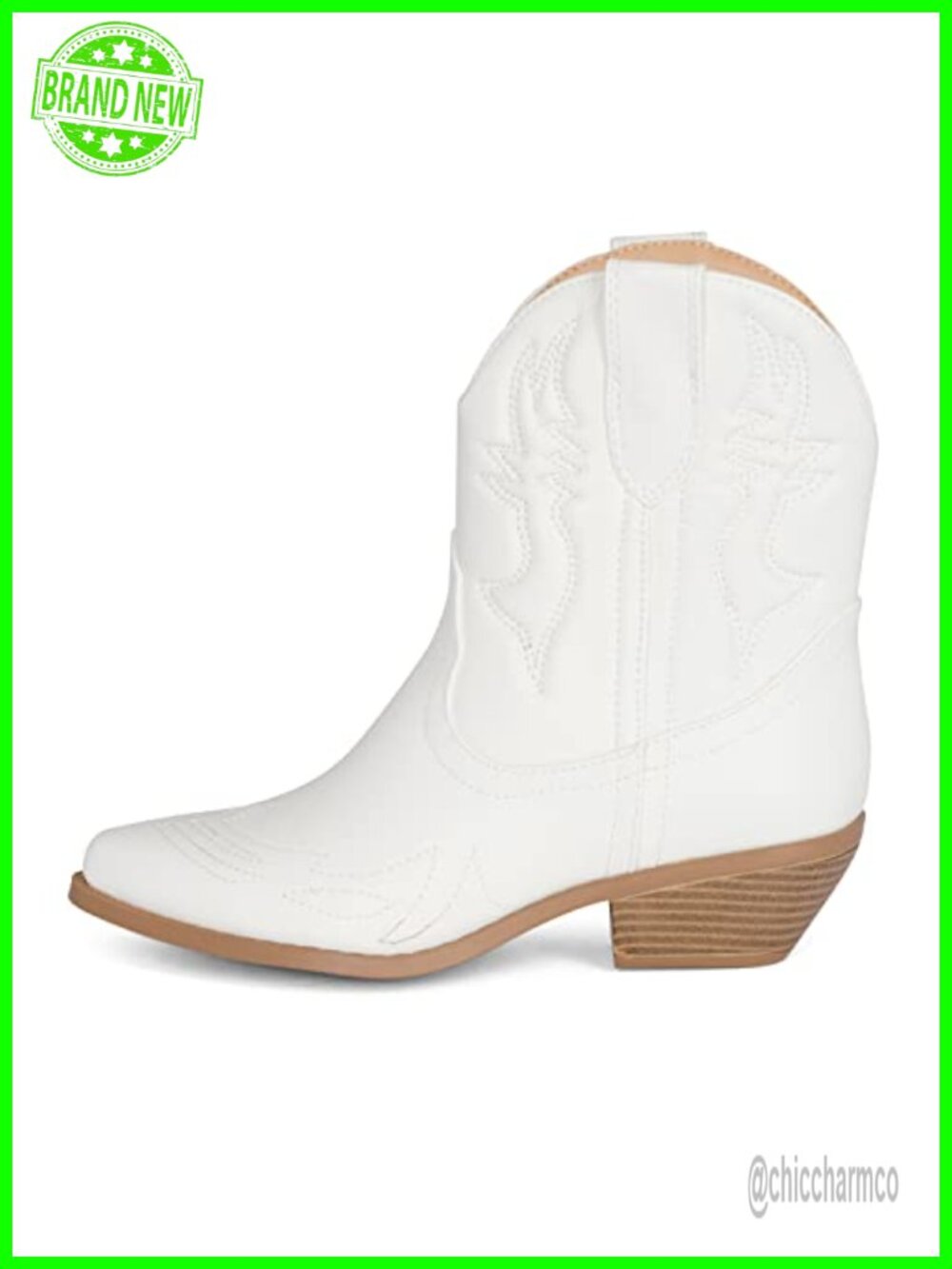 Western Ankle Boots Pointed Toe Stacked Heel Cowboy Booties